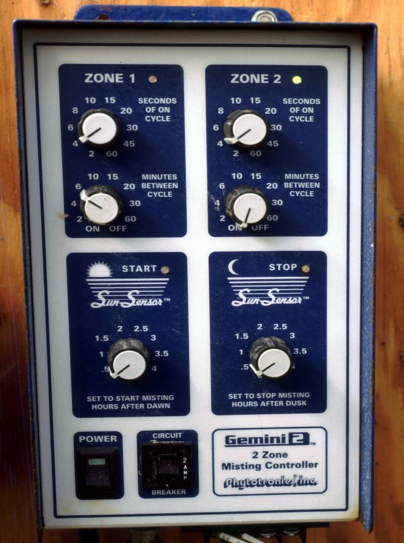 Photo showing a Gemini 2, 2 zone misting controller.