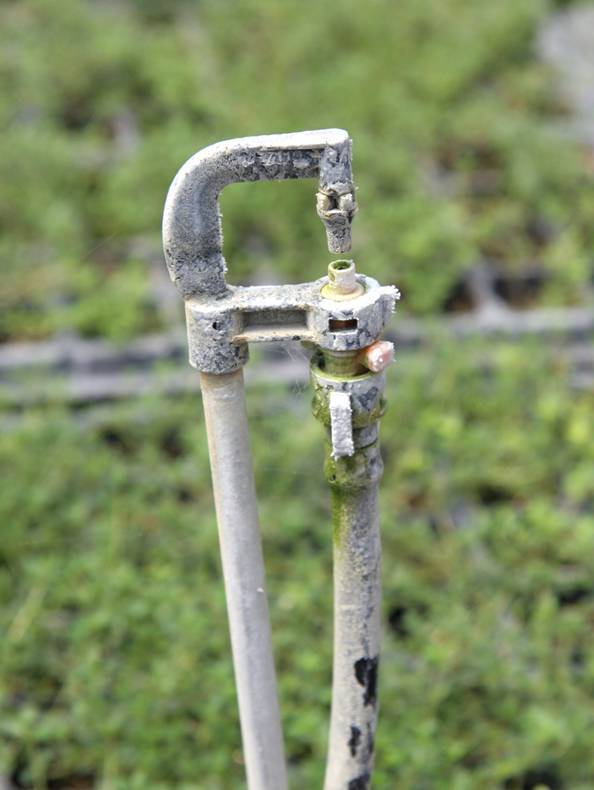 Photo showing mist nozzle with high salt buildup.