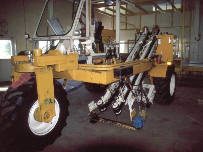 Photo of machinery used to cut and collect rooted stems.